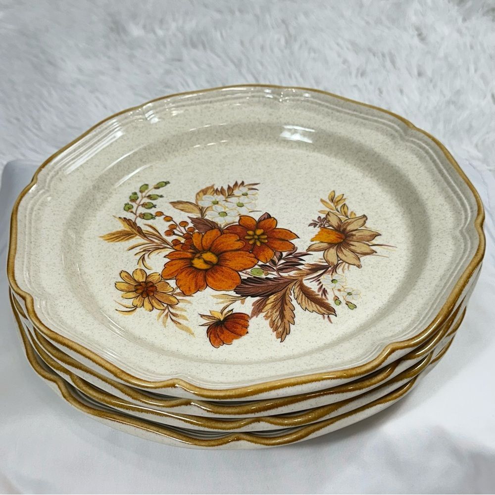 4 VTG Mikasa Garden Club Harvest Bouquet Dinner Plates 10,75” 455 Made In Japan - Picture 5 of 10